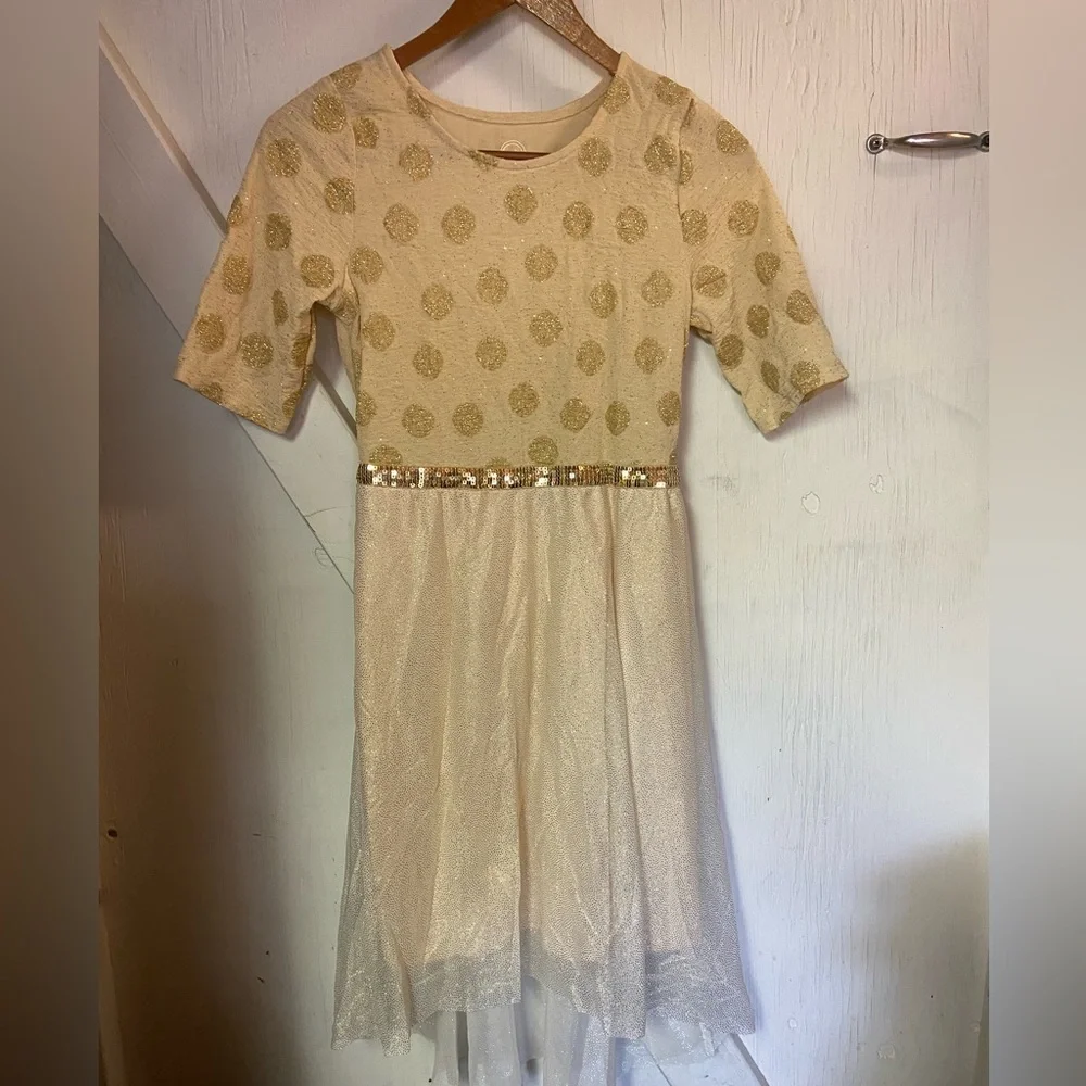 Wonder nation gold metallic holiday short sleeve Size xl 14 16 extra large - Picture 2 of 6